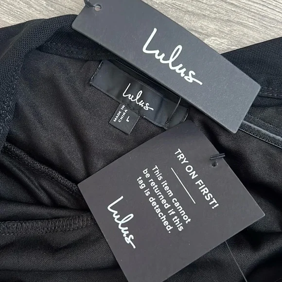 Lulus Stunning Essence One Shoulder Mermaid Maxi Dress Large Black Slit Mesh NWT - Picture 6 of 12